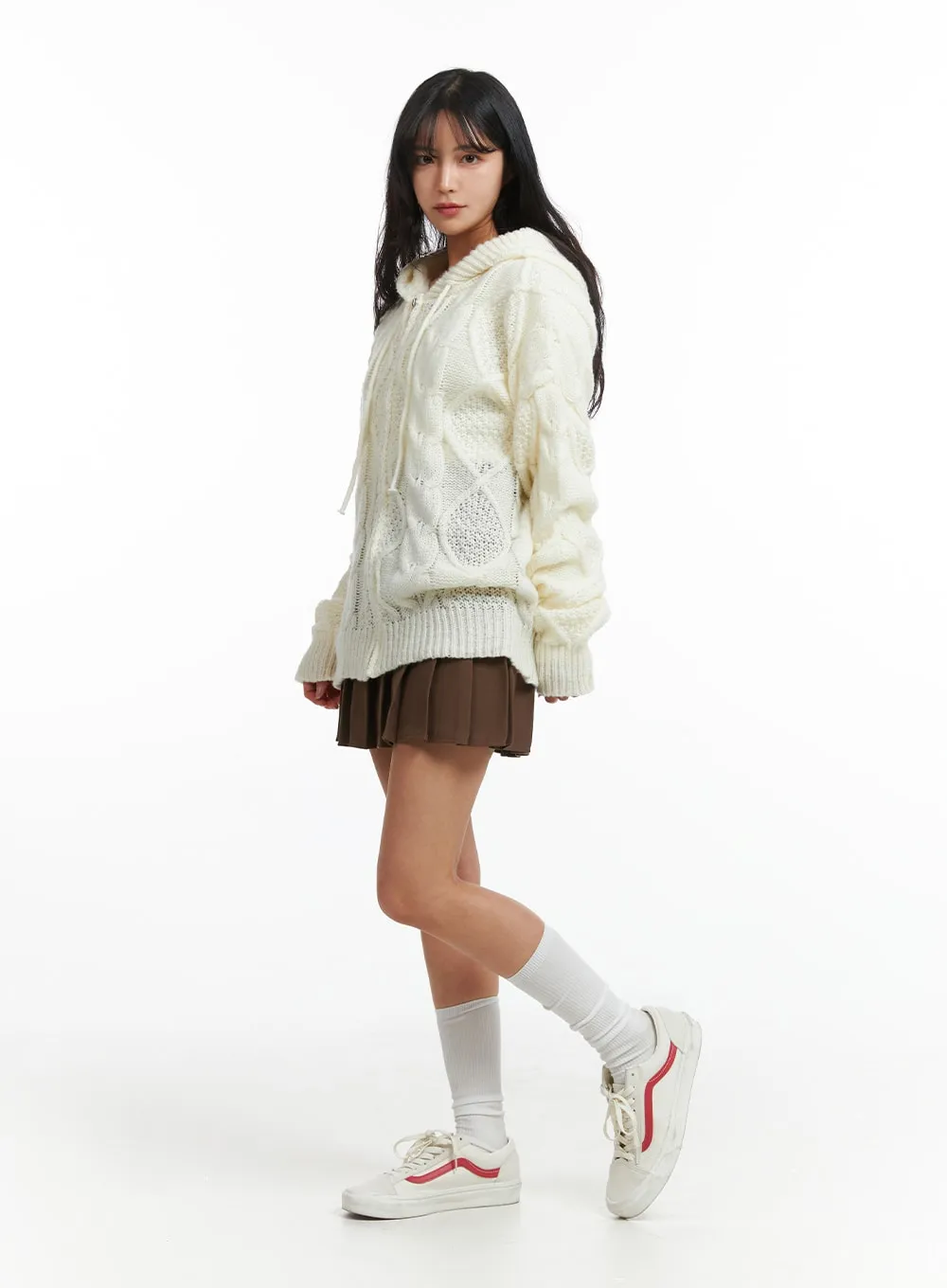 Zip-Up Cable Knit Sweater OJ424 sold by Lewkin product image thumbnail 5