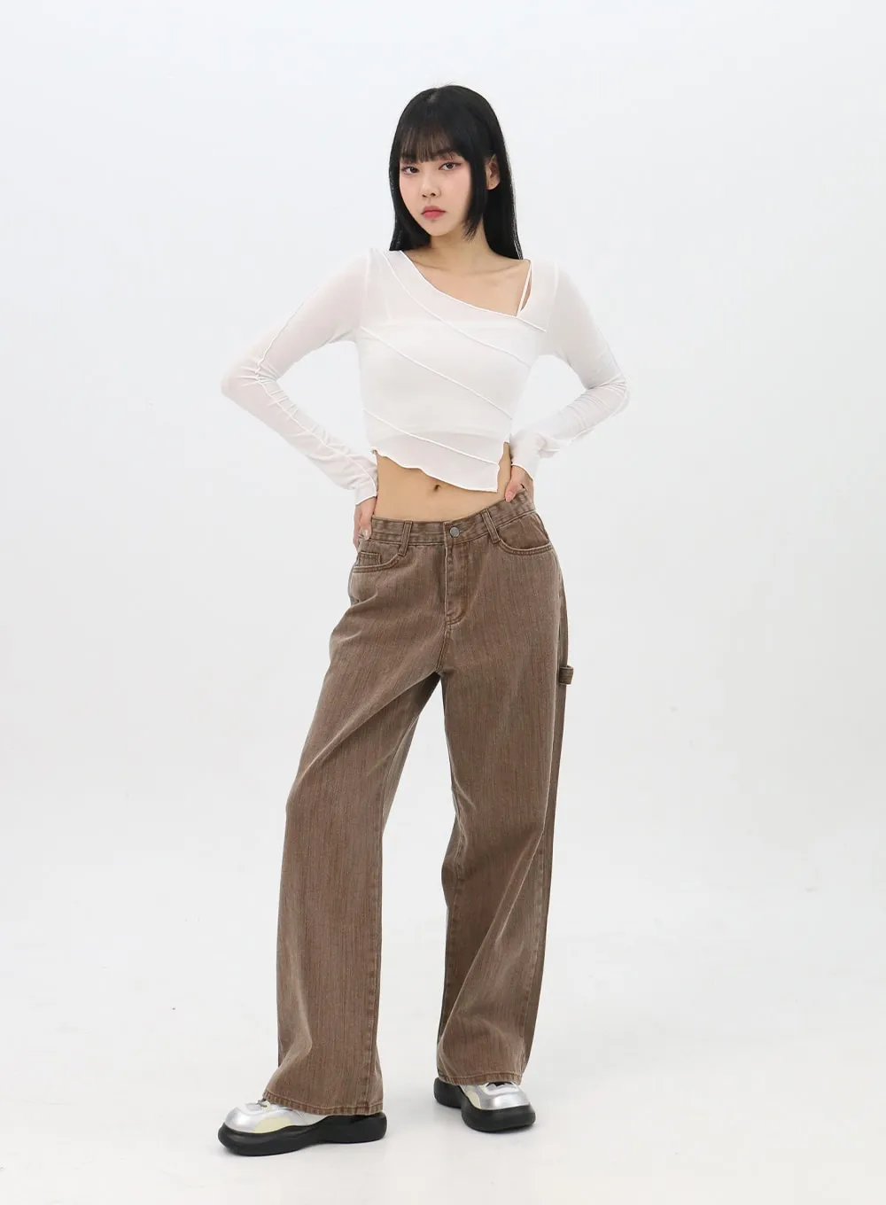 Slim Fit Long Sleeve Crop Tee IN310 sold by Lewkin product image thumbnail 2