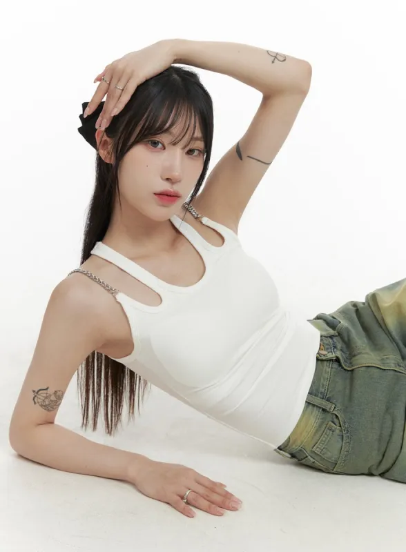Chain Shoulder Crop Tank Top OA425 sold by Lewkin