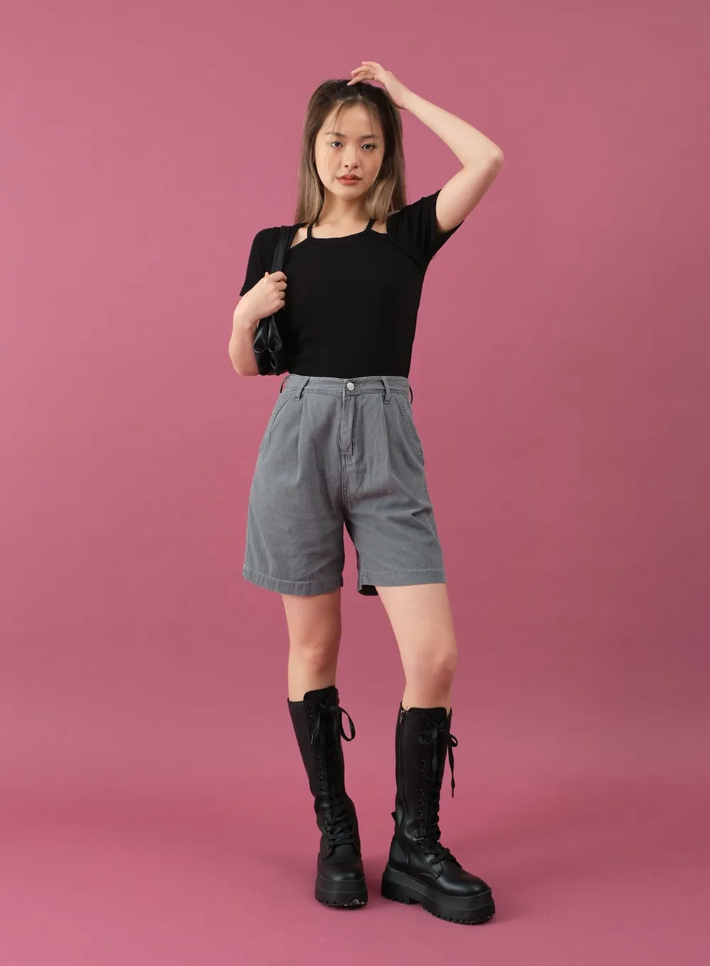 Pintuck Summer Jean Shorts CM11 sold by Lewkin product image thumbnail 4