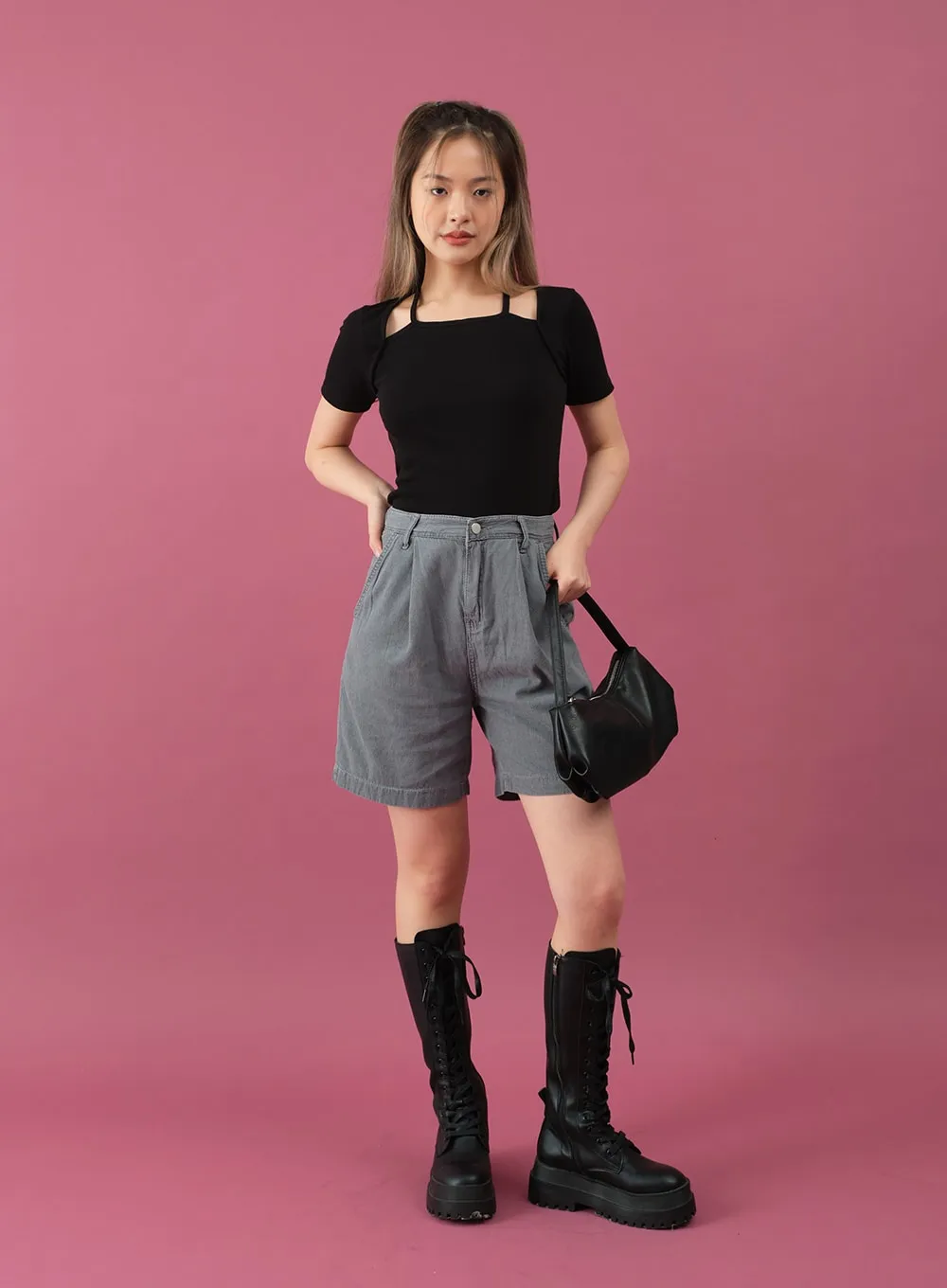 Pintuck Summer Jean Shorts CM11 sold by Lewkin product image thumbnail 3