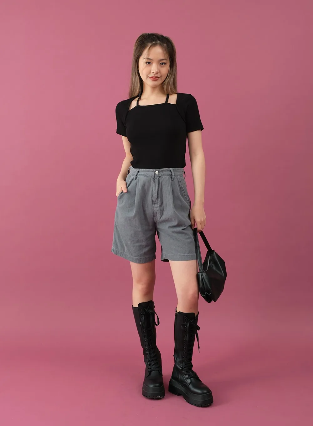 Pintuck Summer Jean Shorts CM11 sold by Lewkin product image thumbnail 5