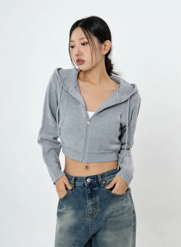 Knit Crop Hoodie Zip Up CS28 sold by Lewkin