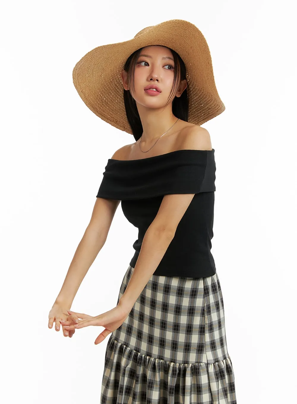 Off-Shoulder Short Sleeve Top IM404 sold by Lewkin product image thumbnail 3