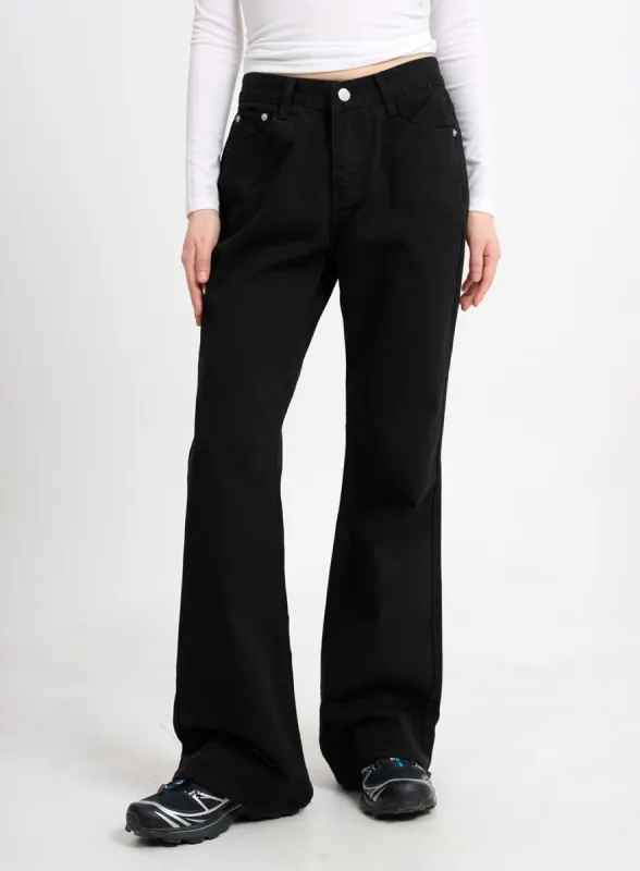 Solid Cotton Straight Pants CM415 sold by Lewkin