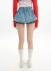 Pleated Fringe Denim Mini Skirt IF413 sold by Lewkin
