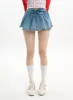 Pleated Fringe Denim Mini Skirt IF413 sold by Lewkin