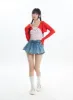 Pleated Fringe Denim Mini Skirt IF413 sold by Lewkin