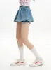 Pleated Fringe Denim Mini Skirt IF413 sold by Lewkin