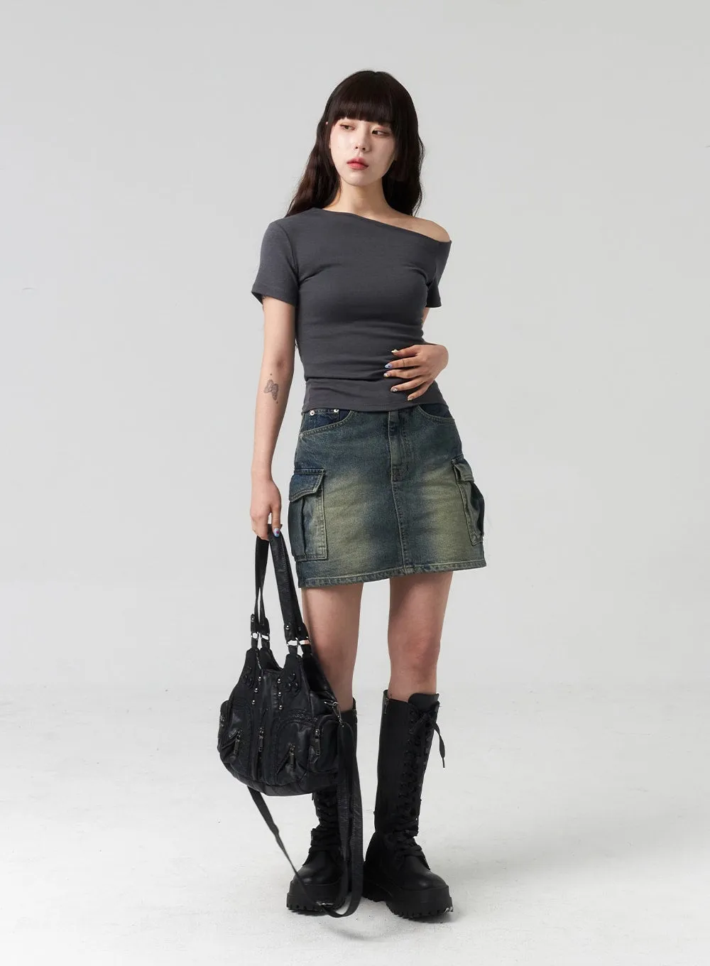 Mini Cargo Denim Skirt CL318 sold by Lewkin product image thumbnail 4