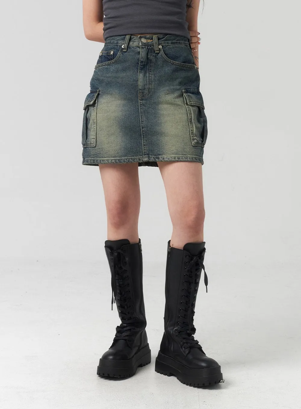 Mini Cargo Denim Skirt CL318 sold by Lewkin product image thumbnail 5
