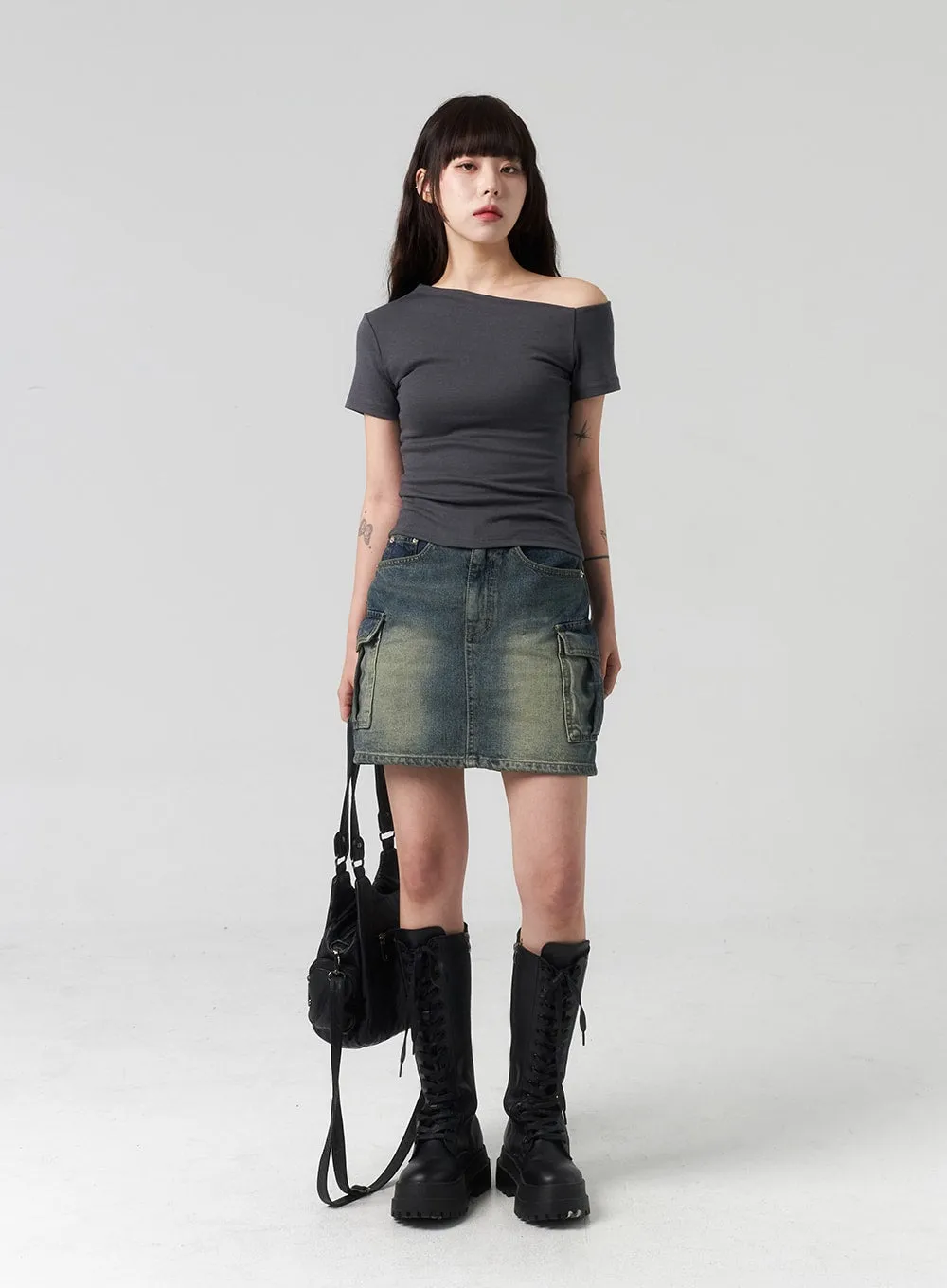 Mini Cargo Denim Skirt CL318 sold by Lewkin product image thumbnail 3