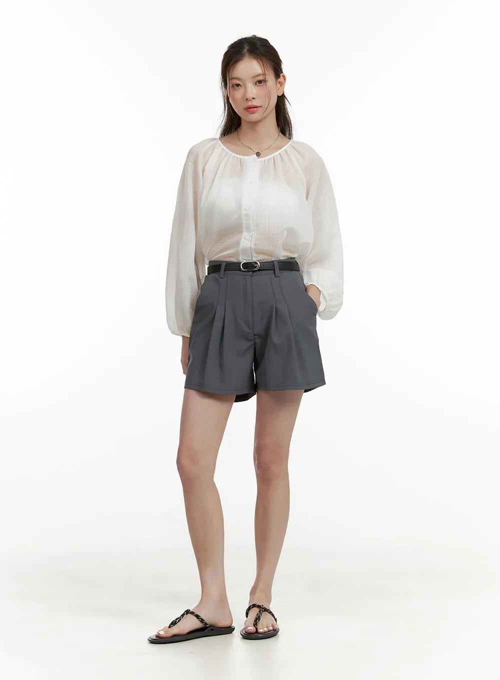 Buttoned Summer Long Sleeve Blouse OU411 sold by Lewkin product image thumbnail 2