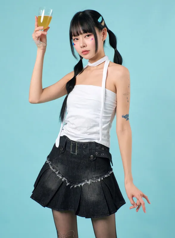 Shirred Tube Top with Scarf IJ430 sold by Lewkin