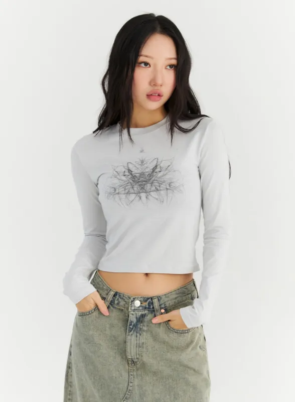 Graphic Long Sleeve Top CN303 sold by Lewkin