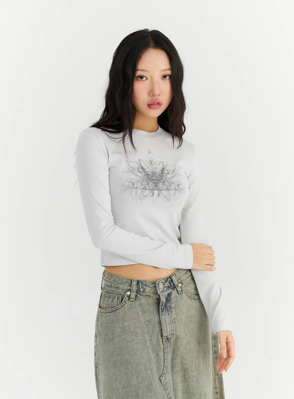 Graphic Long Sleeve Top CN303 sold by Lewkin product image thumbnail 4