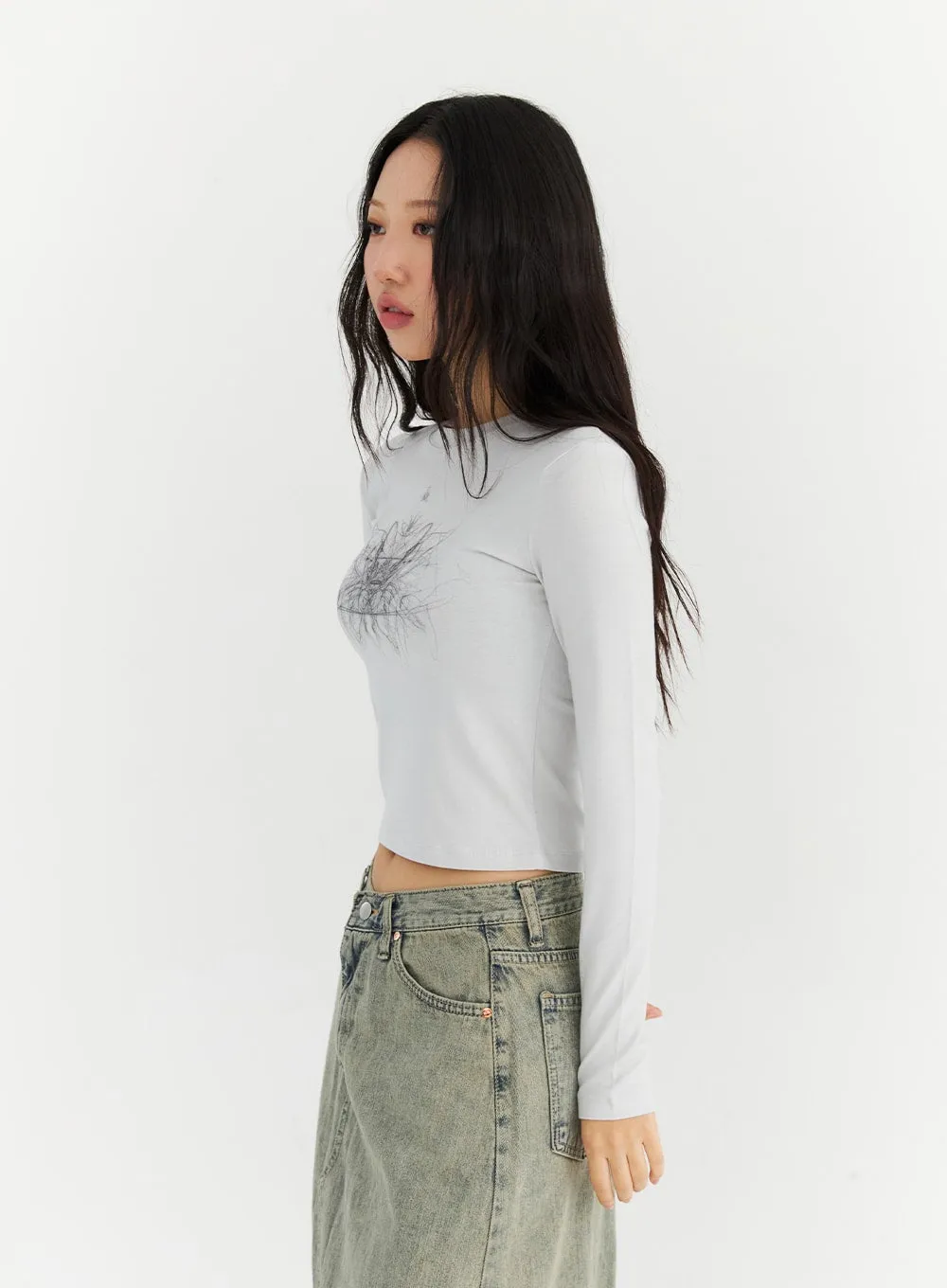 Graphic Long Sleeve Top CN303 sold by Lewkin product image thumbnail 5