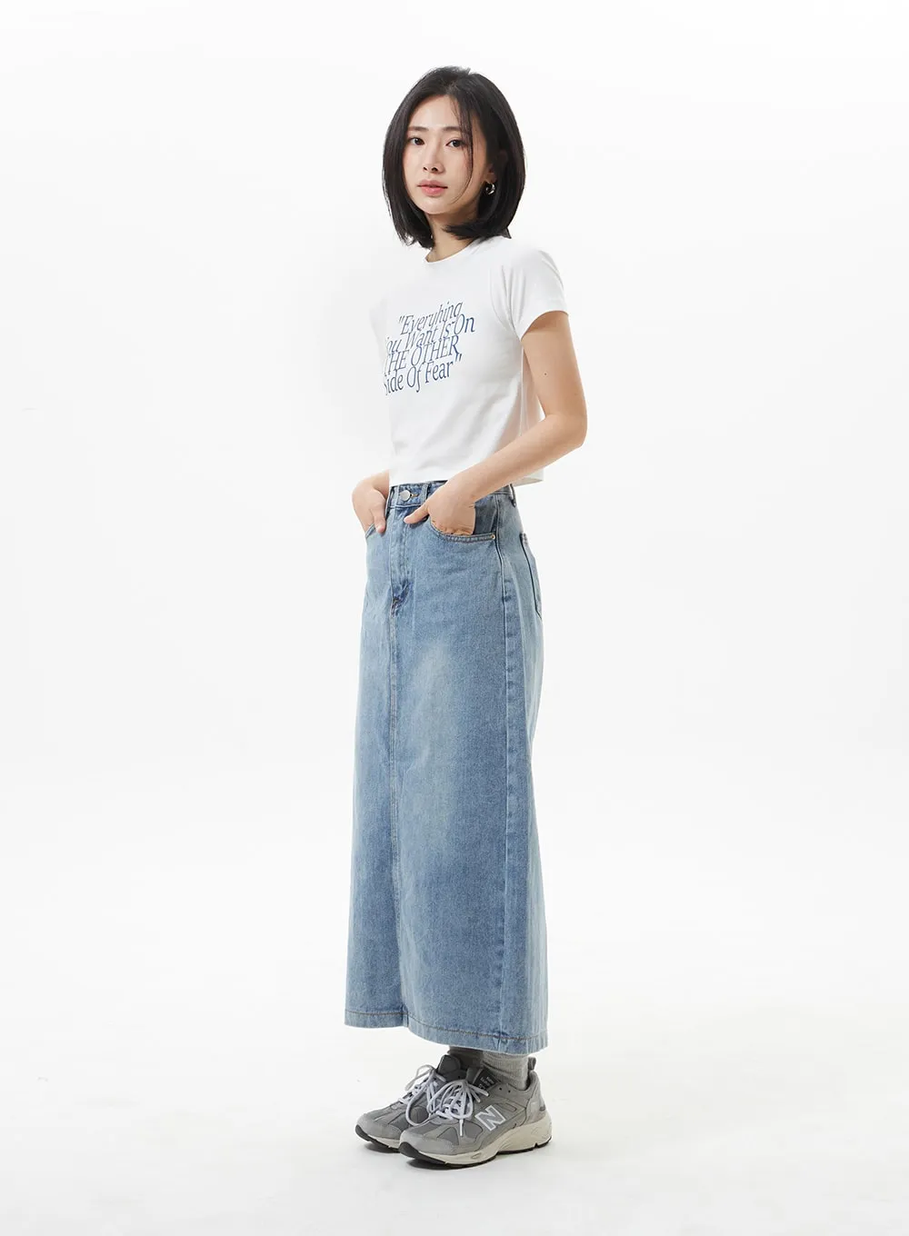 Denim A-Line Maxi Skirt OA321 sold by Lewkin product image thumbnail 3