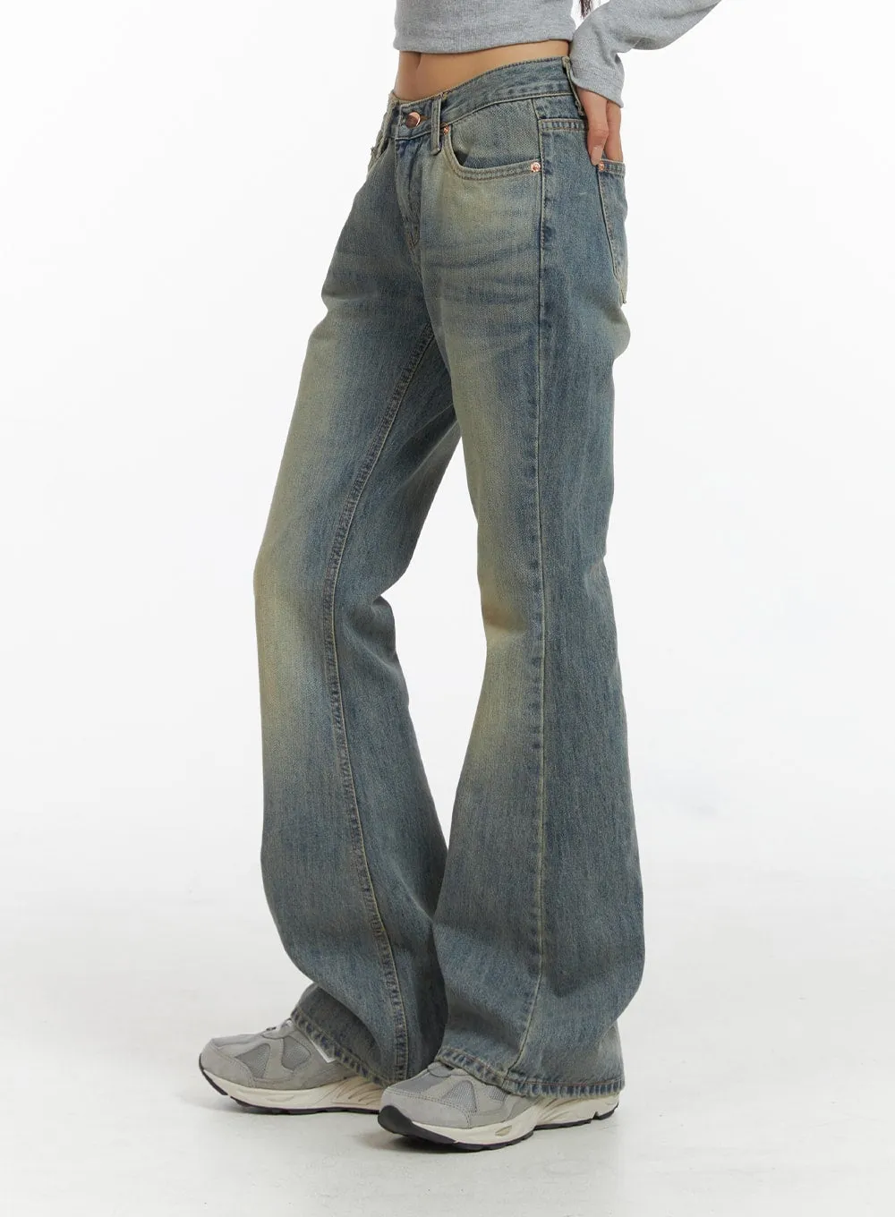 Slim Leg Washed Denim Bootcut Jeans CJ416 sold by Lewkin product image thumbnail 5