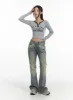 Slim Leg Washed Denim Bootcut Jeans CJ416 sold by Lewkin