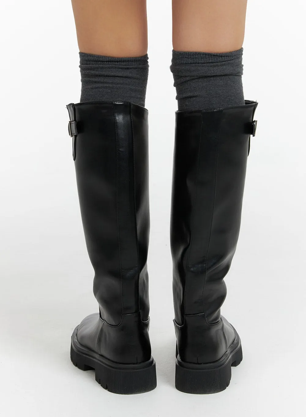 Basic Faux Leather Buckle Knee-High Boots CF416 sold by Lewkin product image thumbnail 5