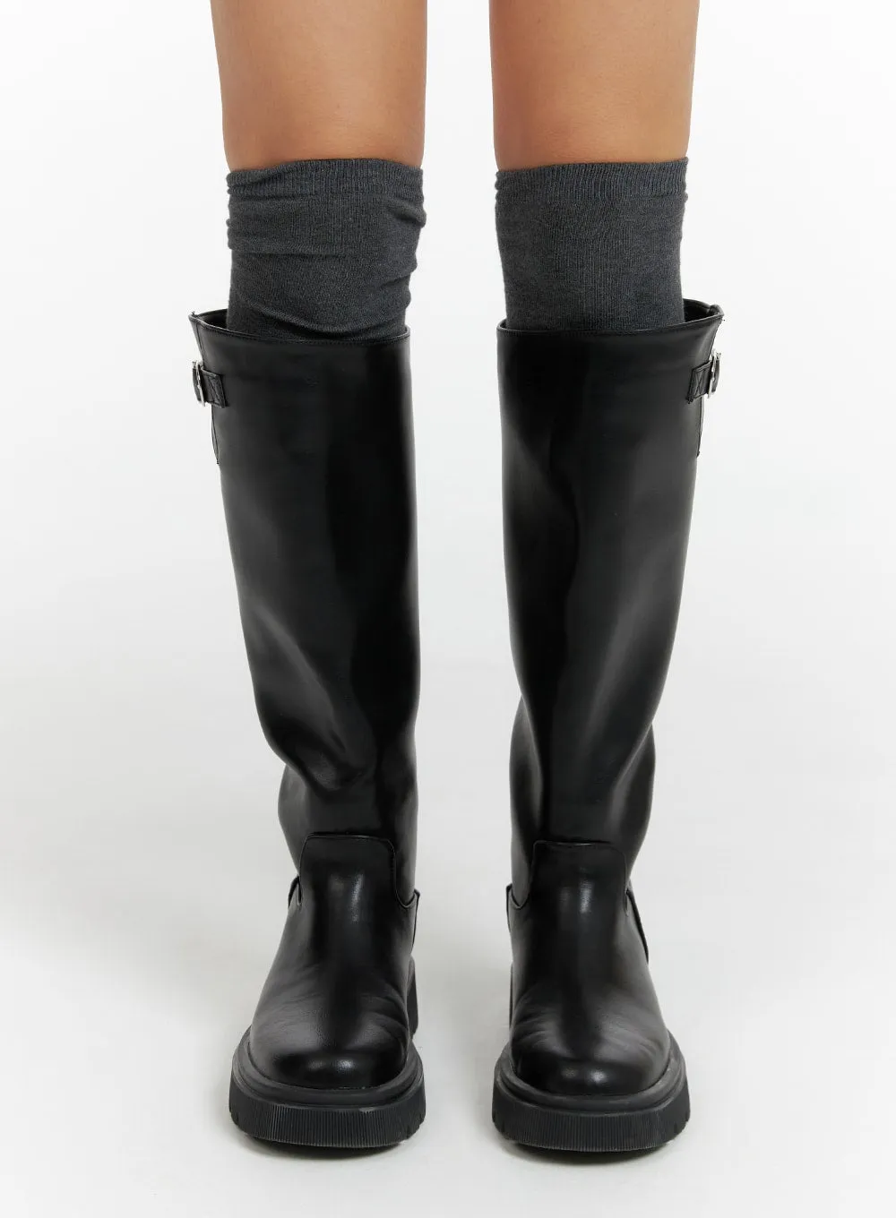 Basic Faux Leather Buckle Knee-High Boots CF416 sold by Lewkin product image thumbnail 3