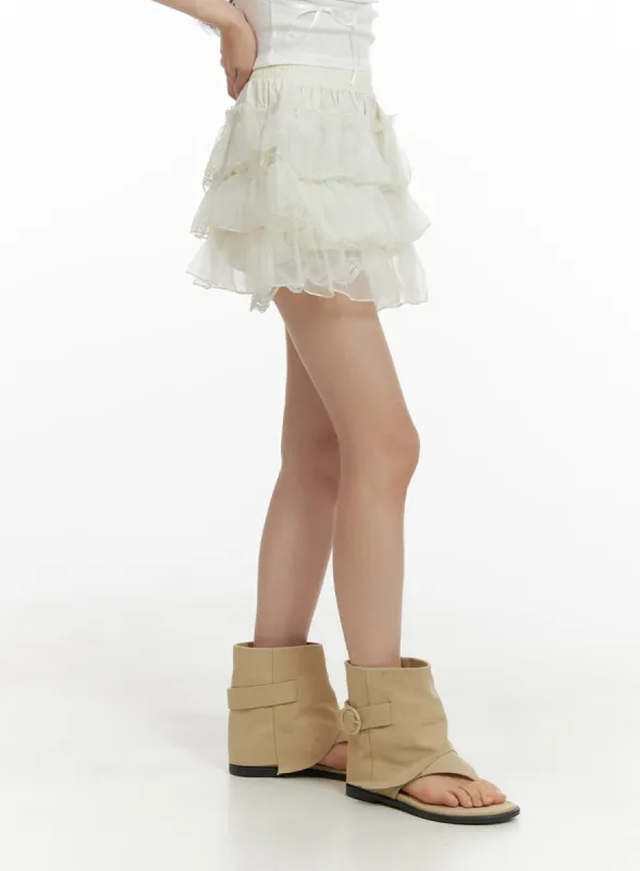 Frill Lace Banding Mini Skirt CM427 sold by Lewkin