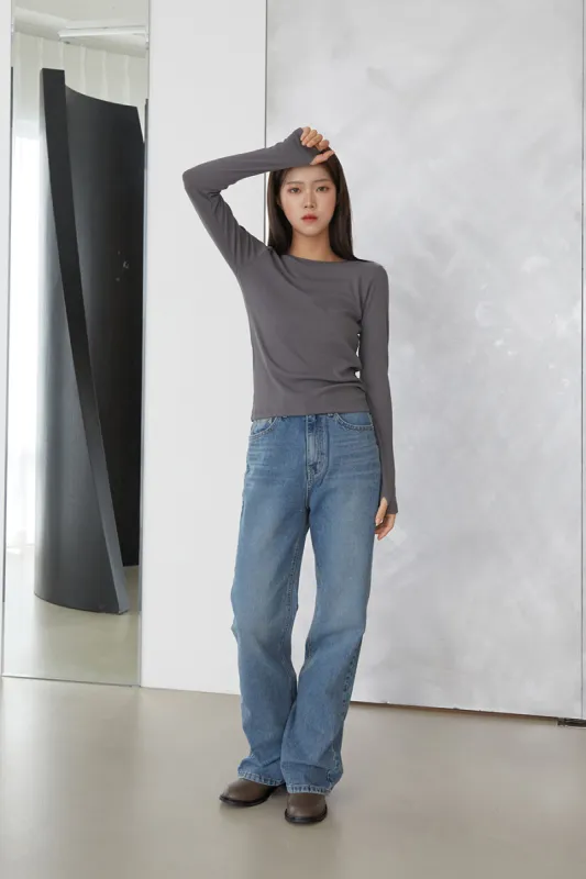 Ribbed Long Sleeve Tee F02 sold by Lewkin