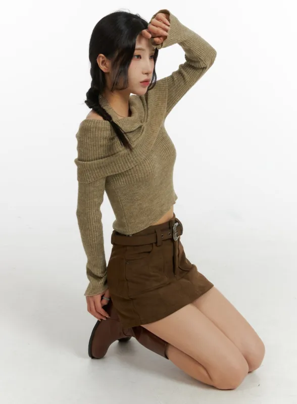 Cozy Off-Shoulder Asymmetrical Knit Top CJ417 sold by Lewkin
