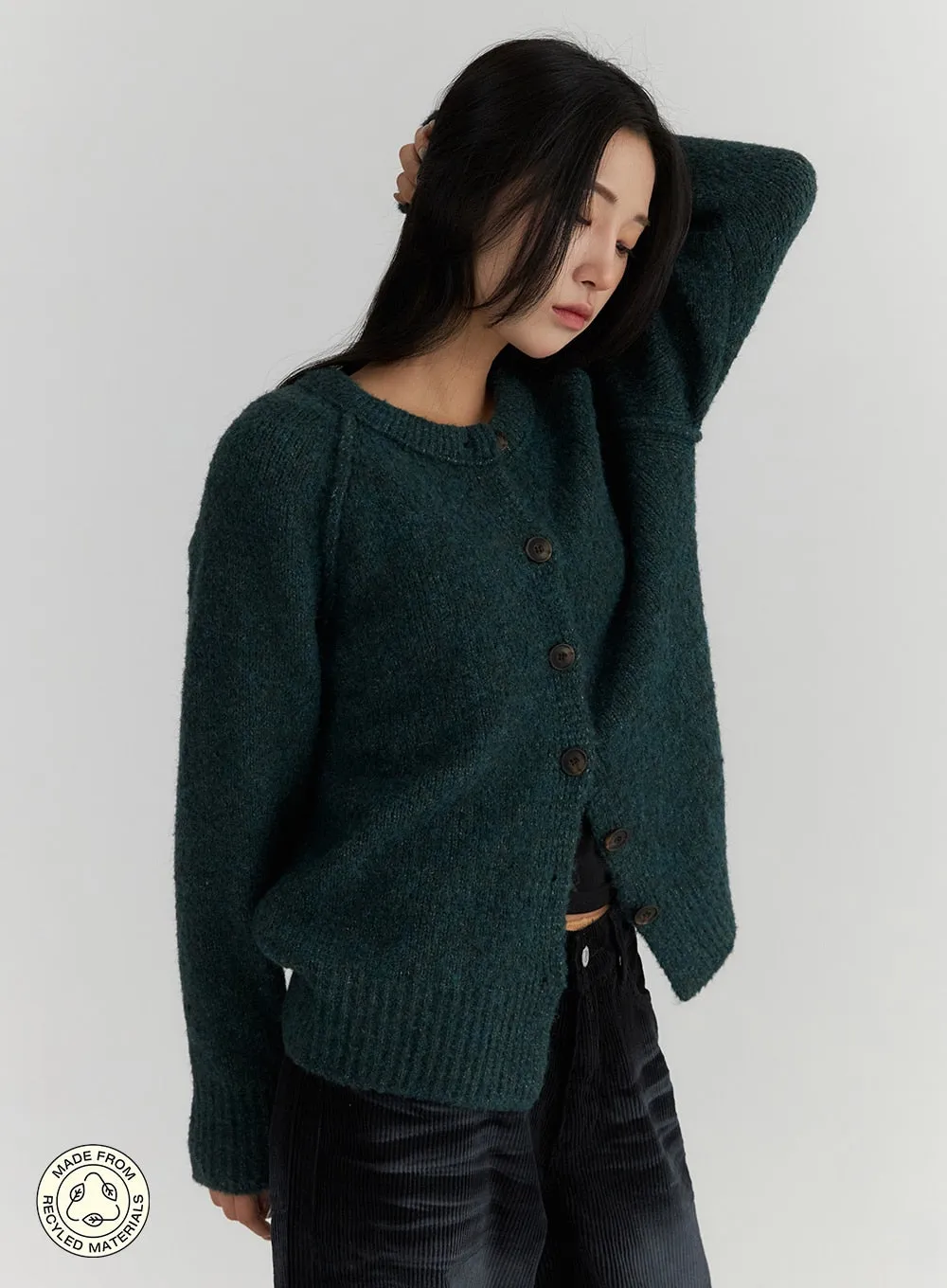 Recycled Polyester Buttoned Cardigan CD314 sold by Lewkin