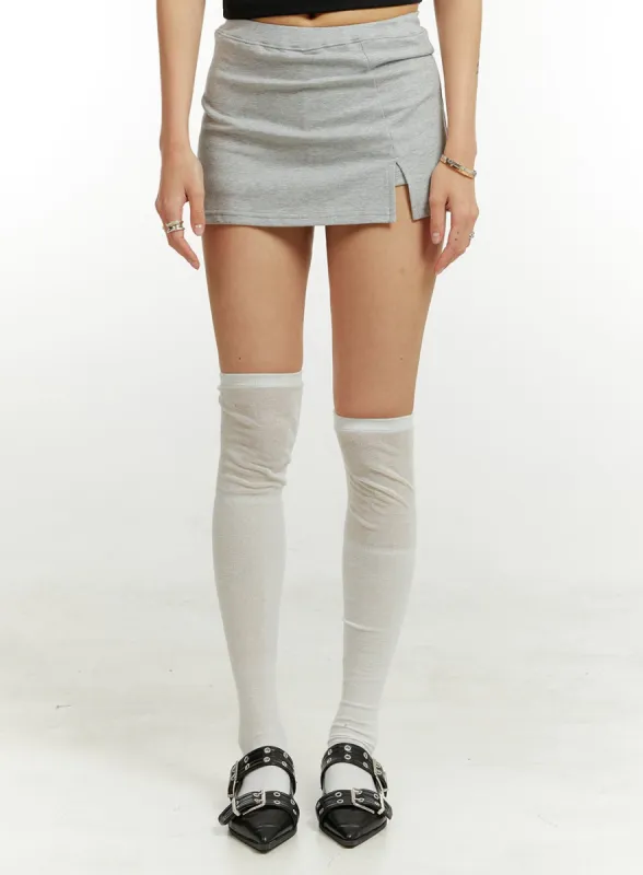 Simple Slit Mini Skirt CU424 sold by Lewkin