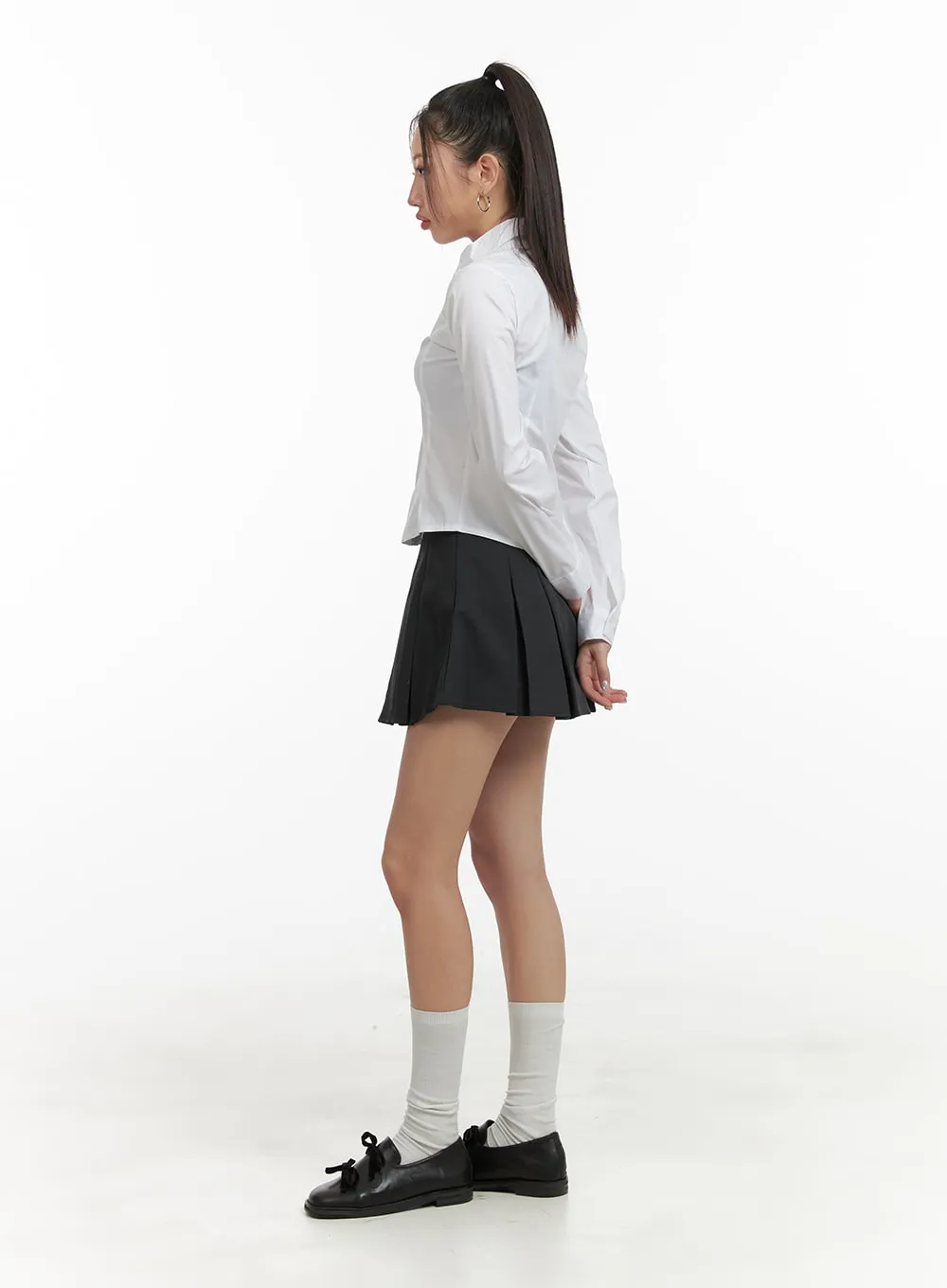 Solid Pleated Mini Skirt OA416 sold by Lewkin product image thumbnail 3