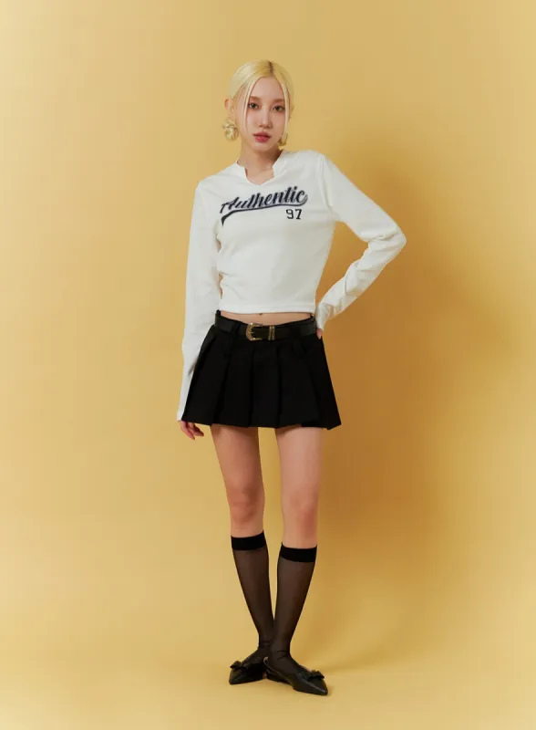 Solid Pleated Mini Skirt IF408 sold by Lewkin