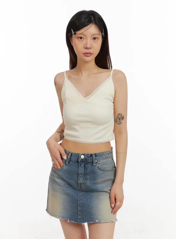 Lace Sweetheart Crop Cami Top IY410 sold by Lewkin
