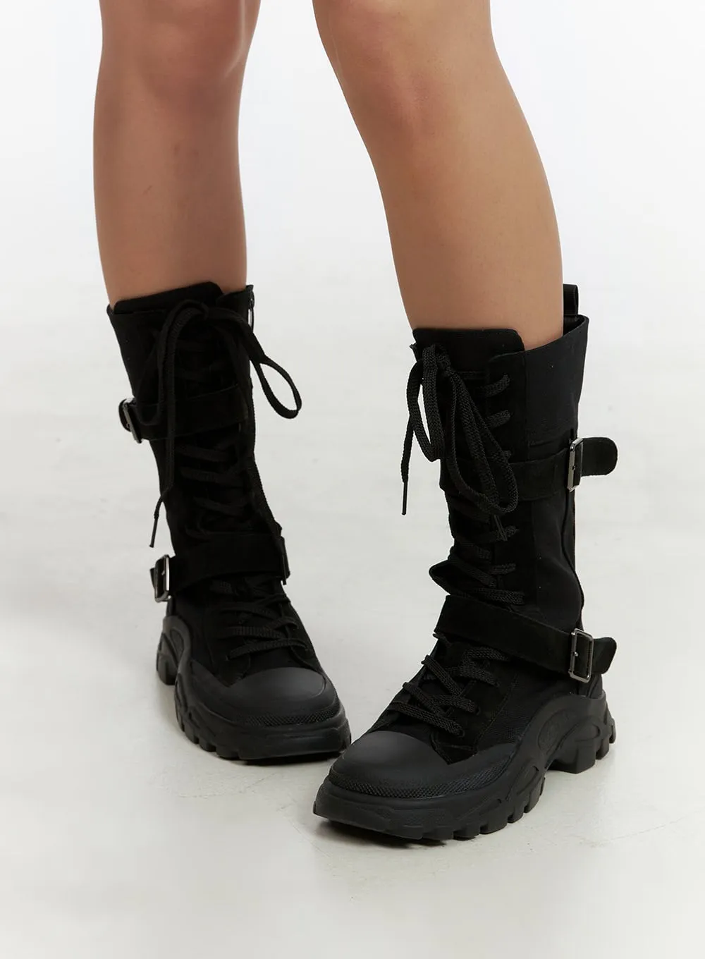 Lace-Up Chunky Boots OU404 sold by Lewkin