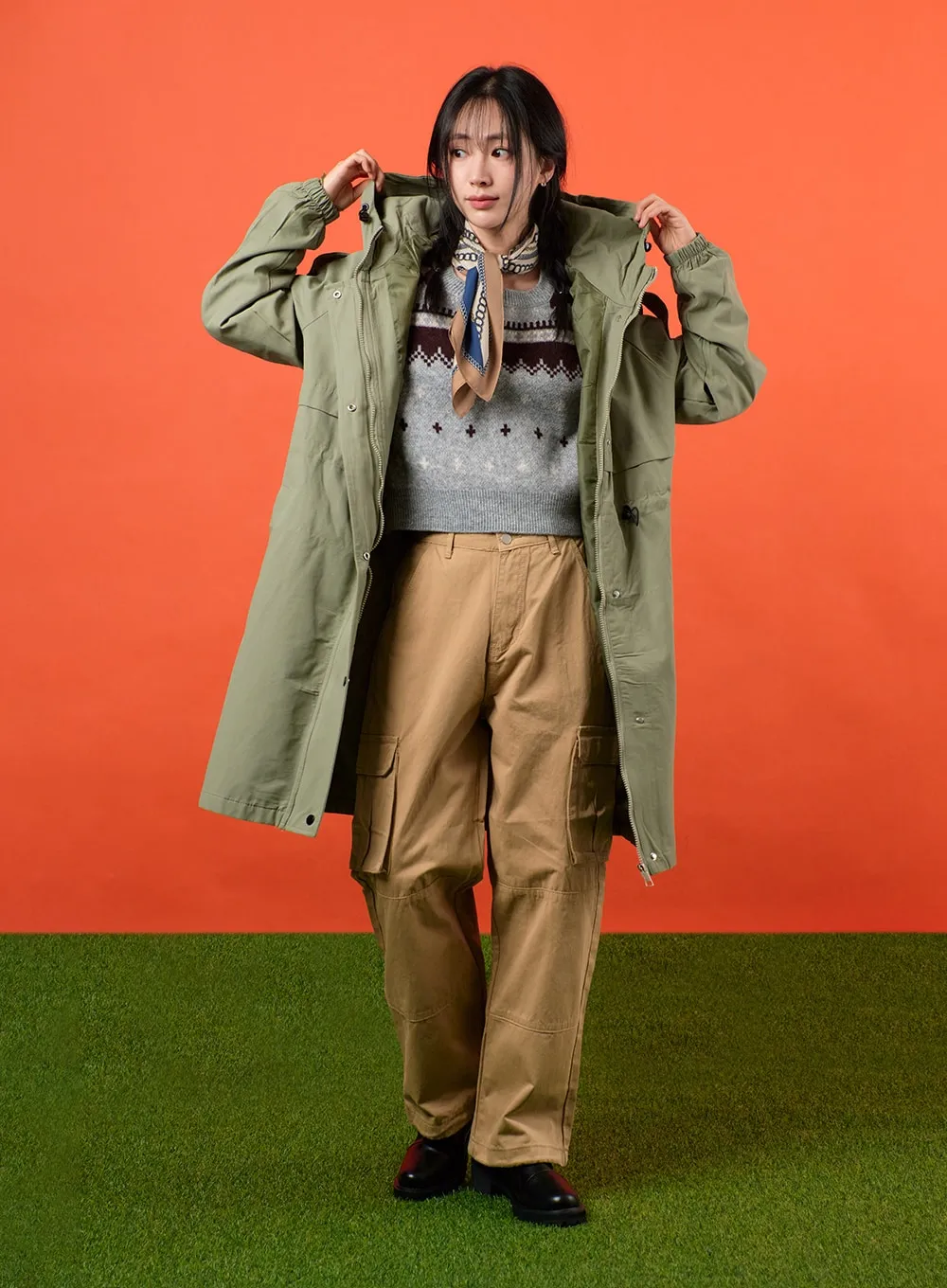 Solid Hooded Trench Coat OF405 sold by Lewkin product image thumbnail 2