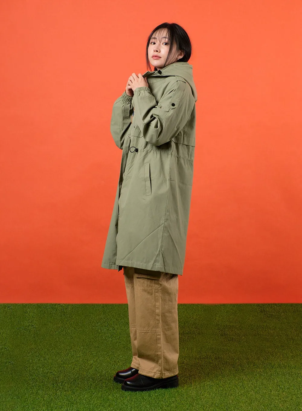 Solid Hooded Trench Coat OF405 sold by Lewkin product image thumbnail 5