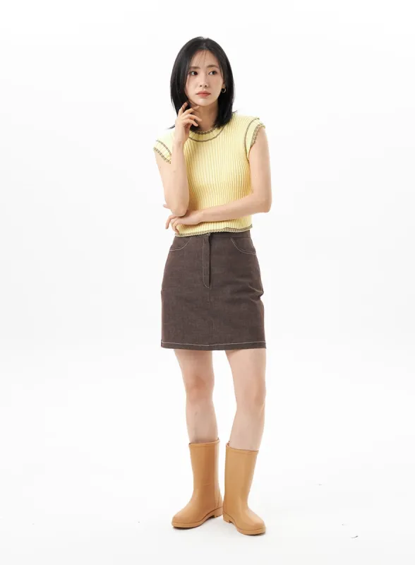 A-Line Mini Skirt OU313 sold by Lewkin