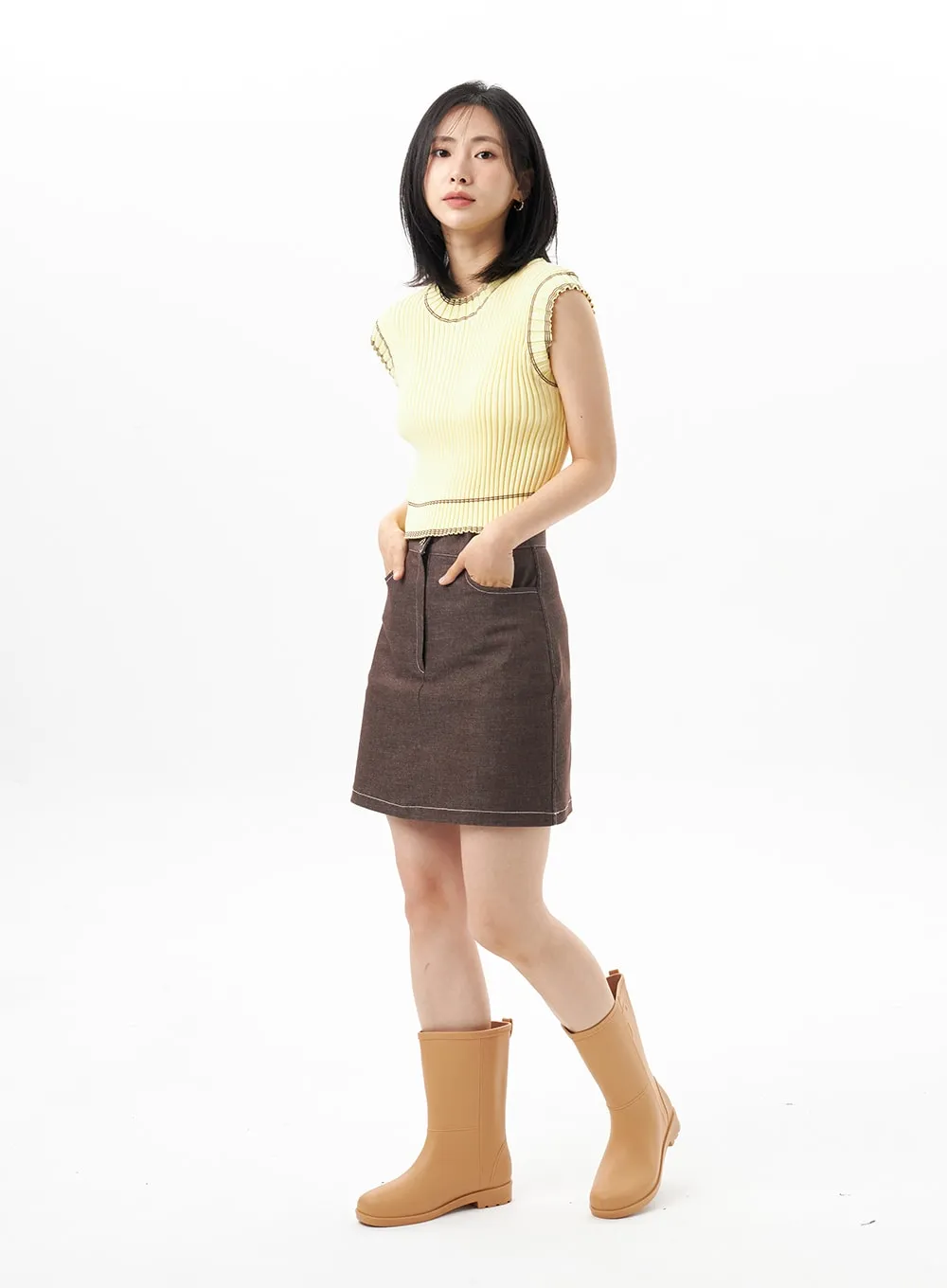 A-Line Mini Skirt OU313 sold by Lewkin product image thumbnail 2
