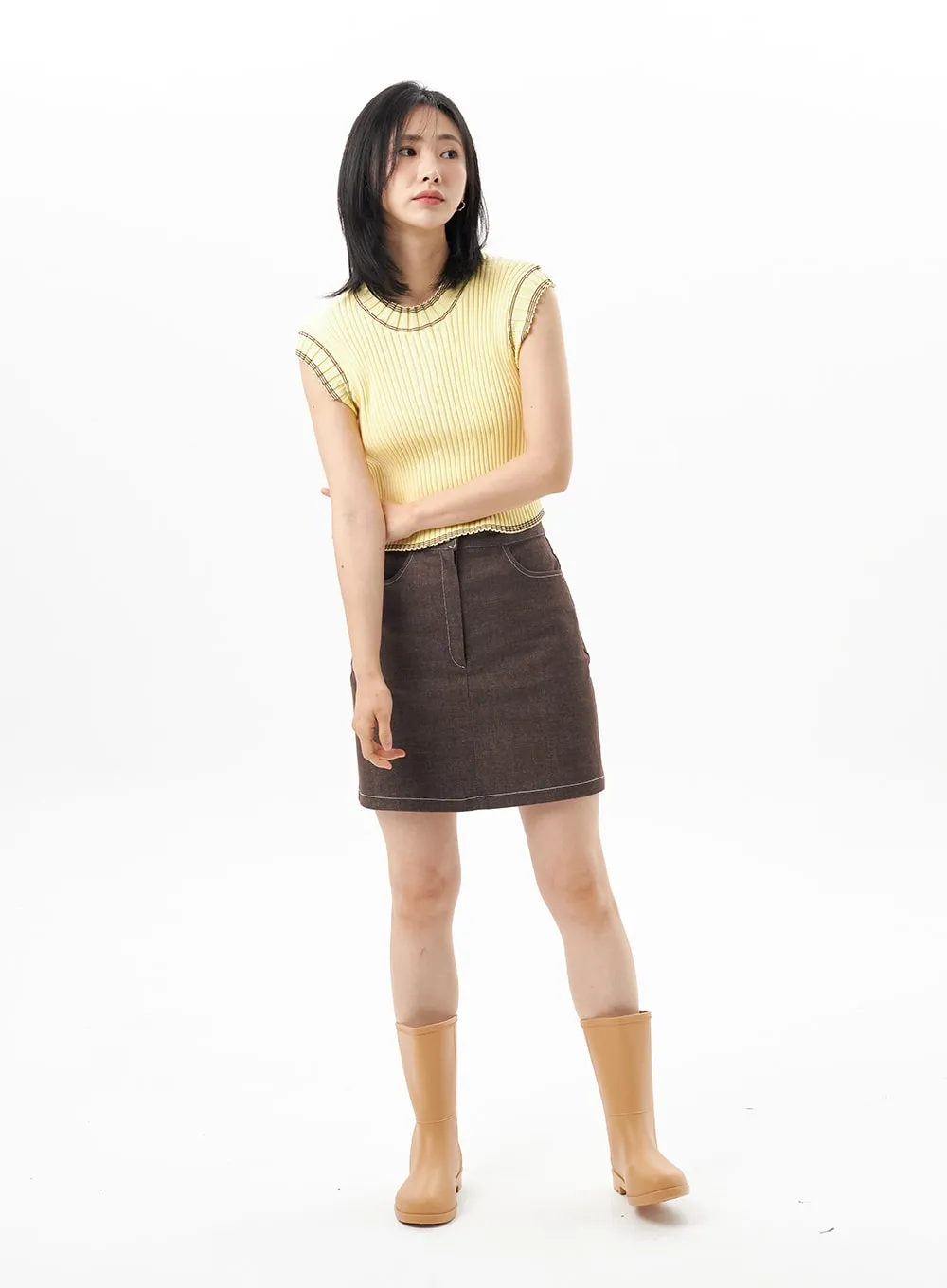 A-Line Mini Skirt OU313 sold by Lewkin product image thumbnail 4