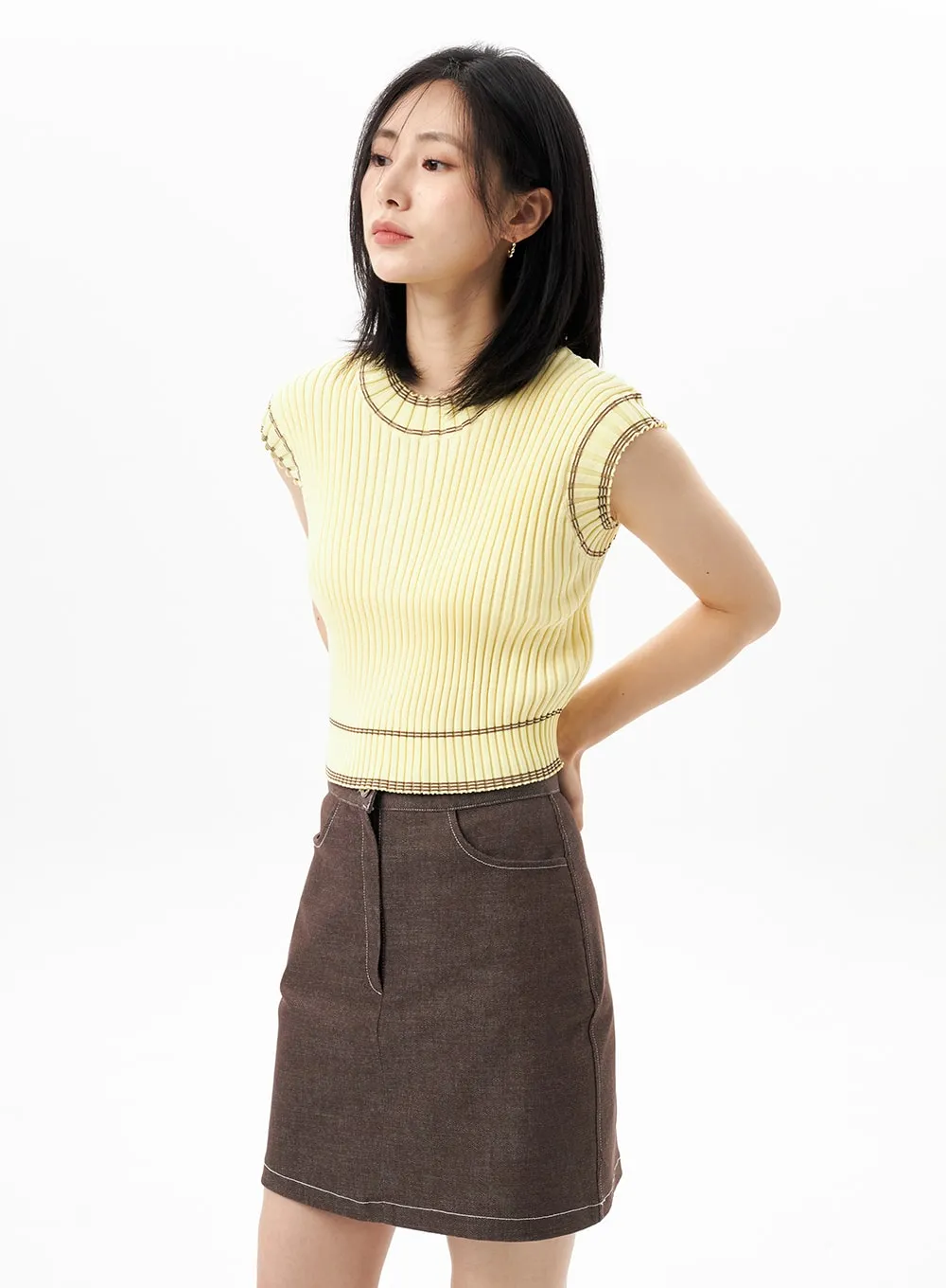 A-Line Mini Skirt OU313 sold by Lewkin product image thumbnail 3