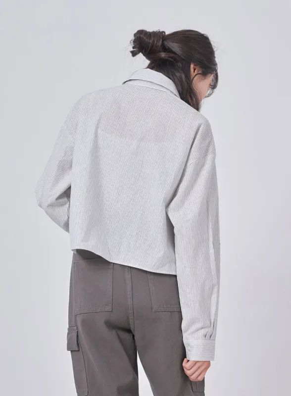 Pinstripe Cropped Shirt IF324 sold by Lewkin