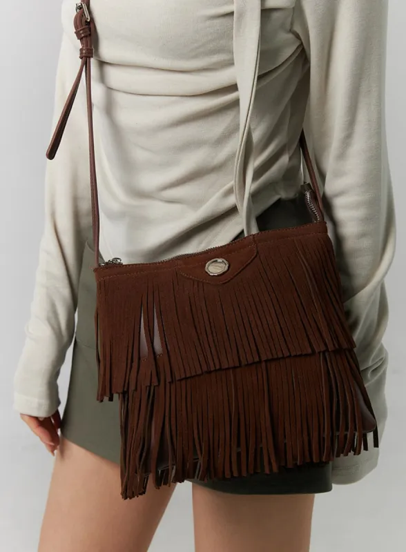 Boho Style Solid Tassel Crossover Bag ID305 sold by Lewkin