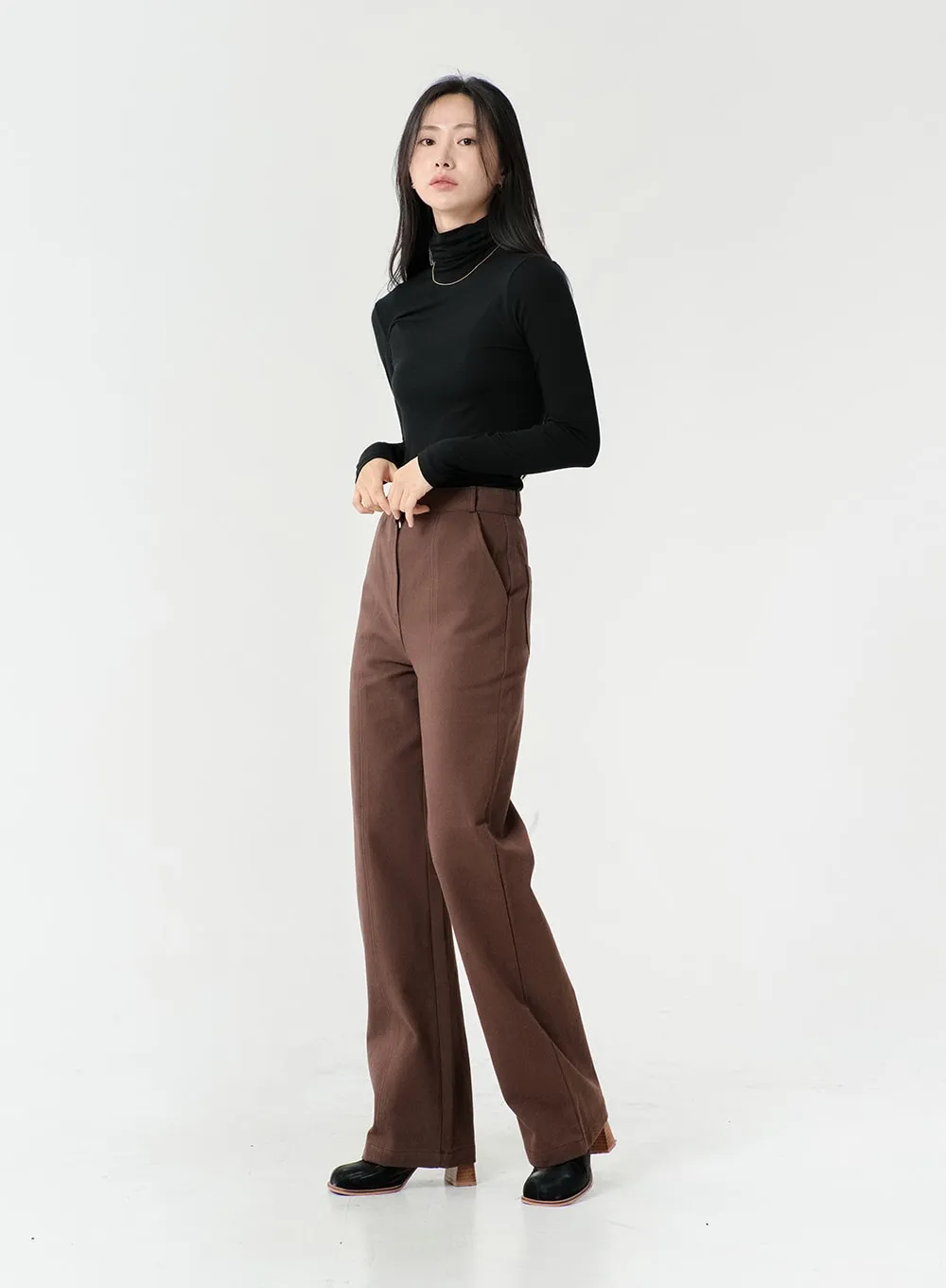 Line Detail Fall Color Cotton Pants OS13 sold by Lewkin product image thumbnail 2