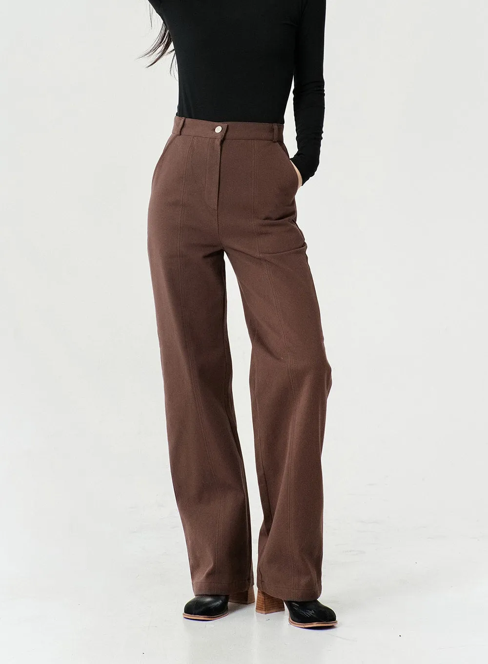 Line Detail Fall Color Cotton Pants OS13 sold by Lewkin product image thumbnail 3