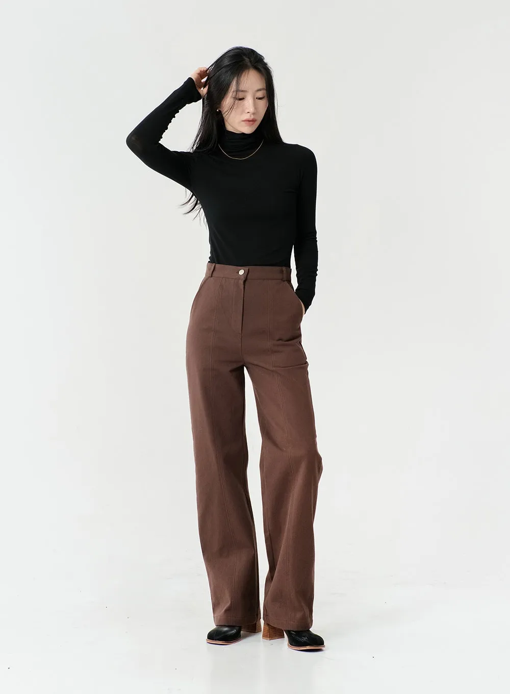 Line Detail Fall Color Cotton Pants OS13 sold by Lewkin