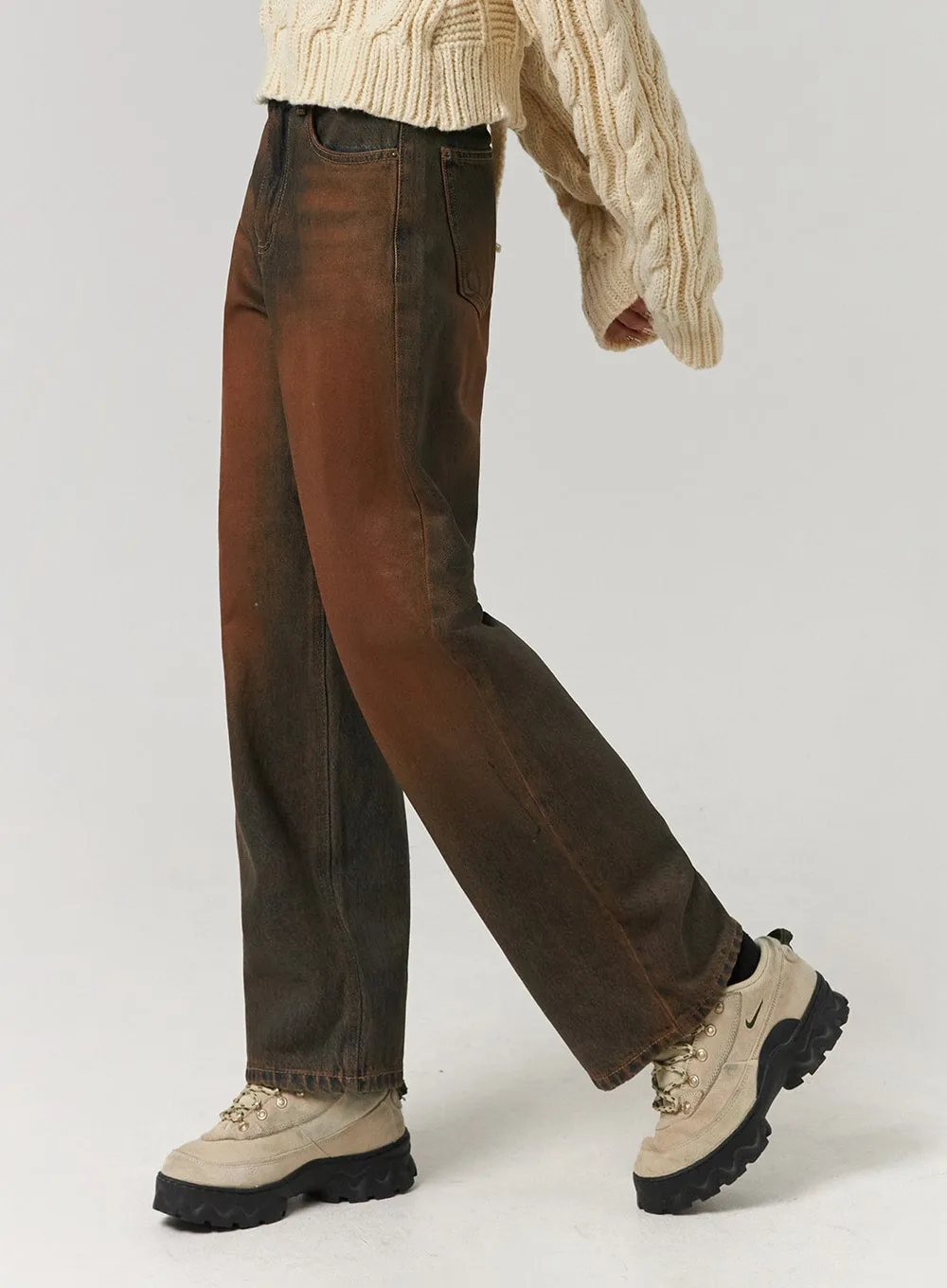 Mid Waist Washed Button Wide Leg Jeans CJ405 sold by Lewkin product image thumbnail 5