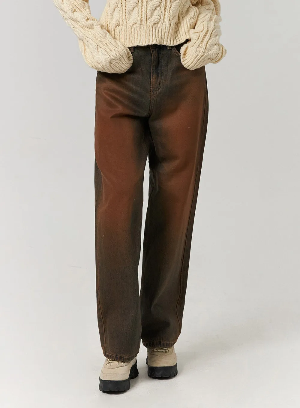 Mid Waist Washed Button Wide Leg Jeans CJ405 sold by Lewkin product image thumbnail 4