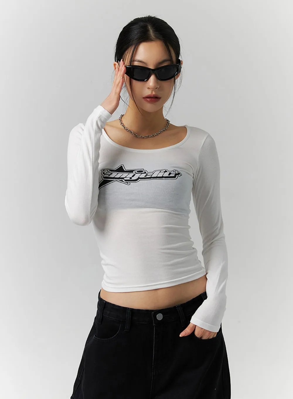 Square Neck Graphic Crop Tee ID306 sold by Lewkin product image thumbnail 3