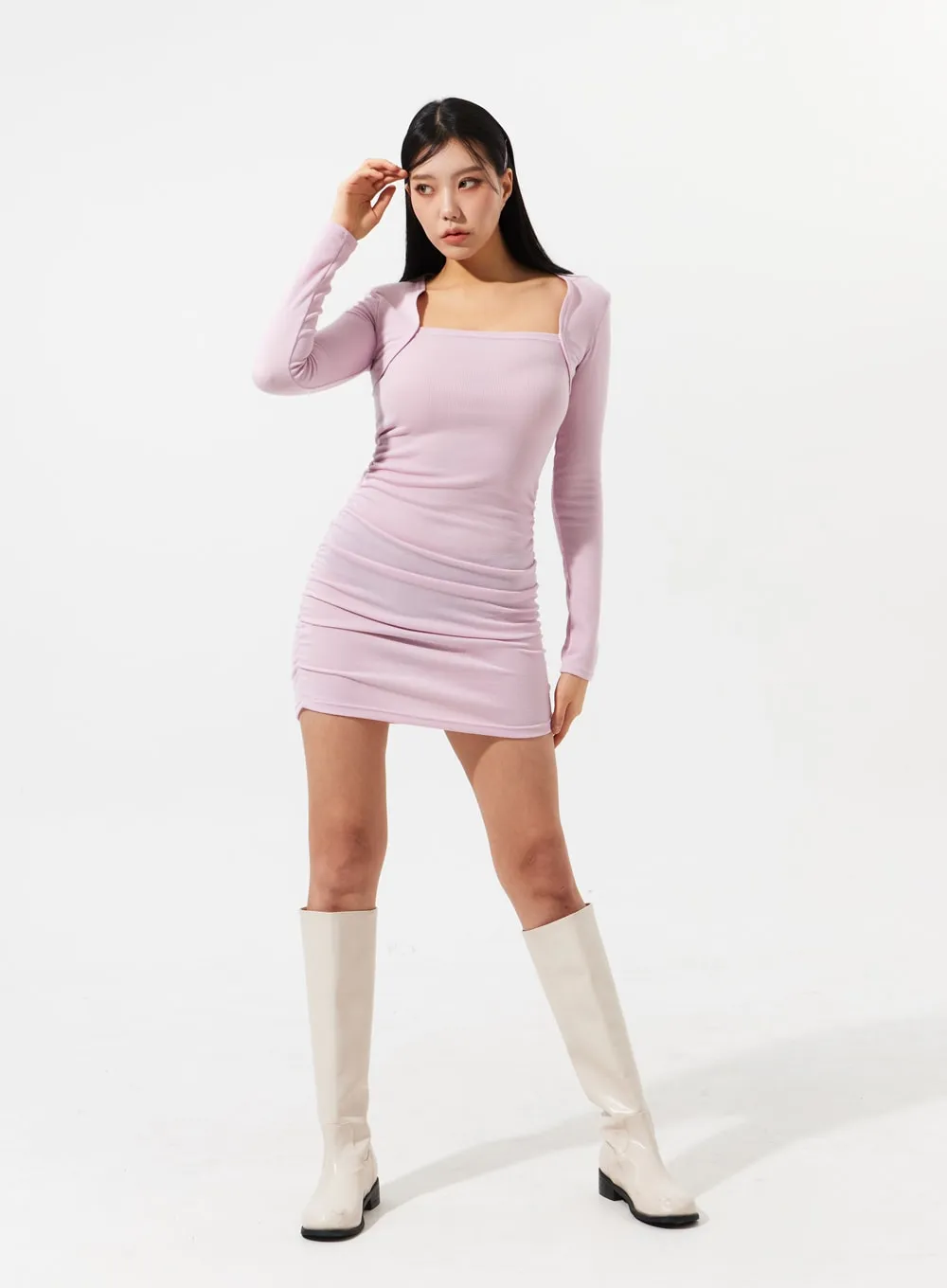 Square Neck Mini Dress IM308 sold by Lewkin product image thumbnail 2